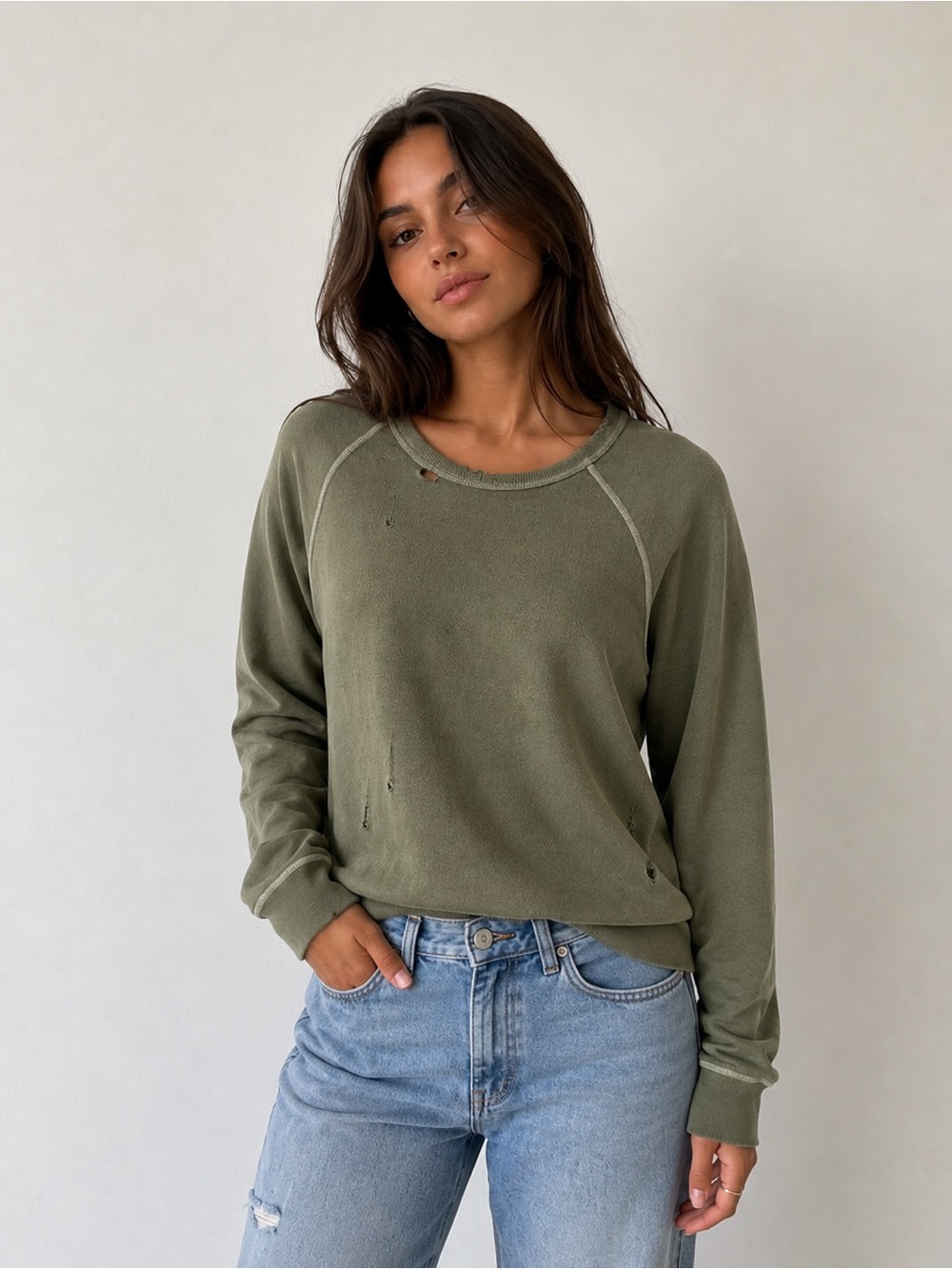 The Great Sweatshirt Sweater Women’s Small 1 Distressed Oversized Grunge B10